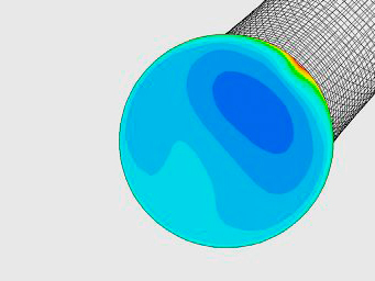 Distribution of reactants at the entrance of a reactor due to the geometry of the inlet line